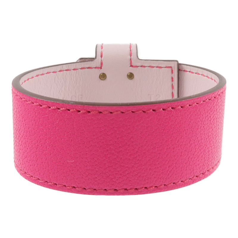 HERMES Chamkila/Swift皮革Bracelet Cuir Kelly Twist PM手帶Rose Pop/Mauve Pale-2