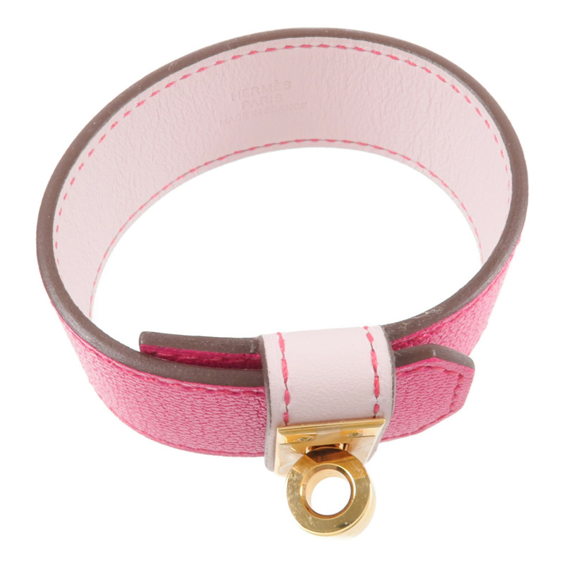 HERMES Chamkila/Swift皮革Bracelet Cuir Kelly Twist PM手帶Rose Pop/Mauve Pale-3