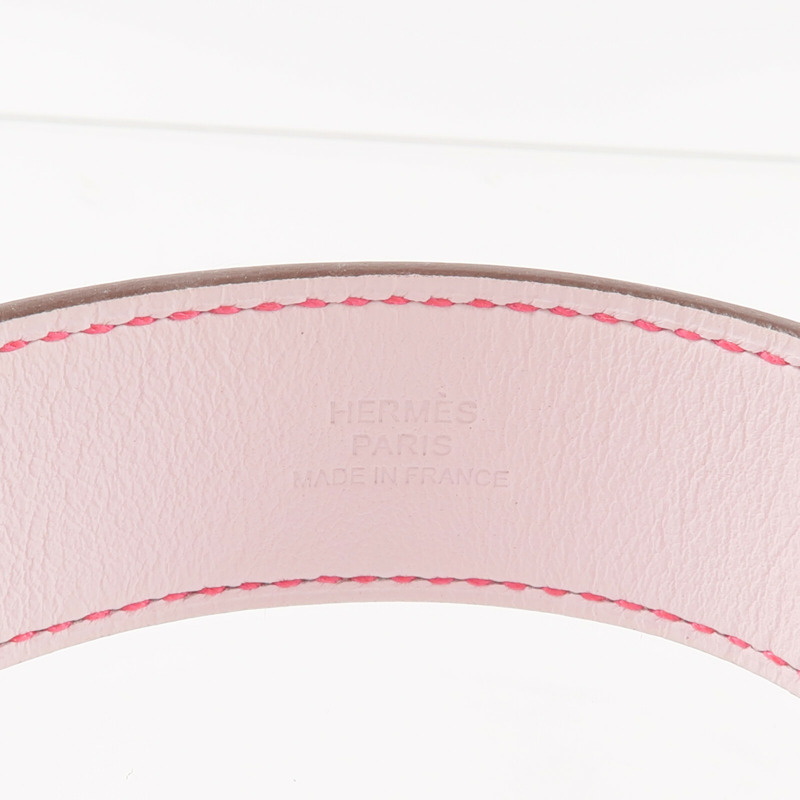 HERMES Chamkila/Swift皮革Bracelet Cuir Kelly Twist PM手帶Rose Pop/Mauve Pale-7
