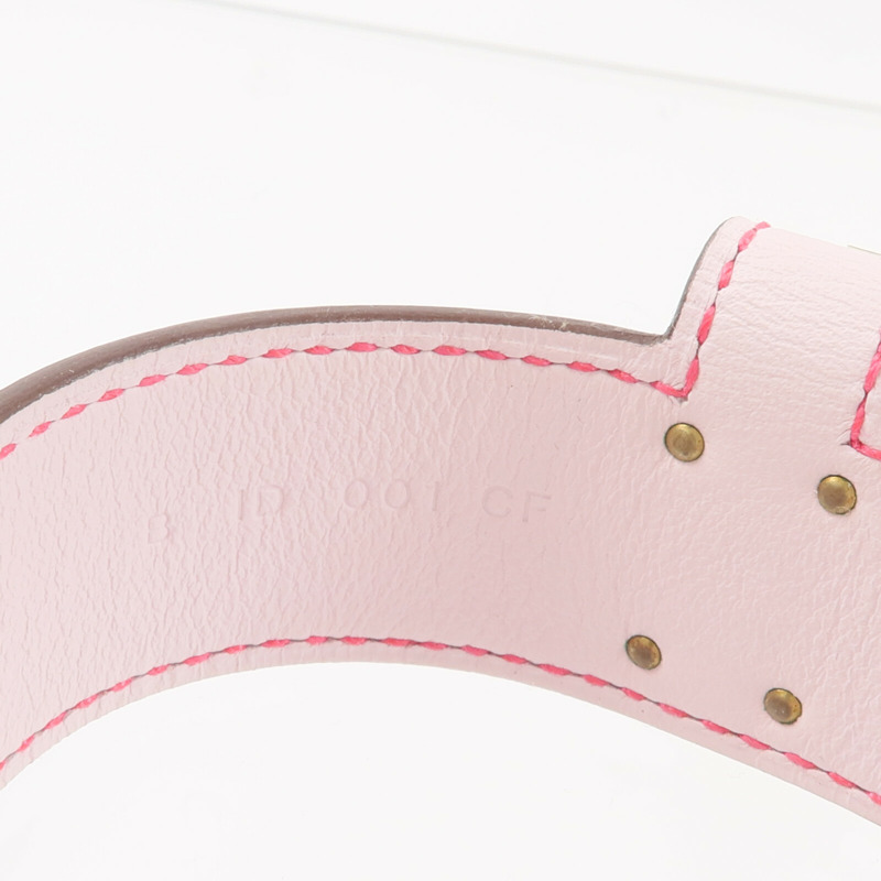 HERMES Chamkila/Swift皮革Bracelet Cuir Kelly Twist PM手帶Rose Pop/Mauve Pale-8