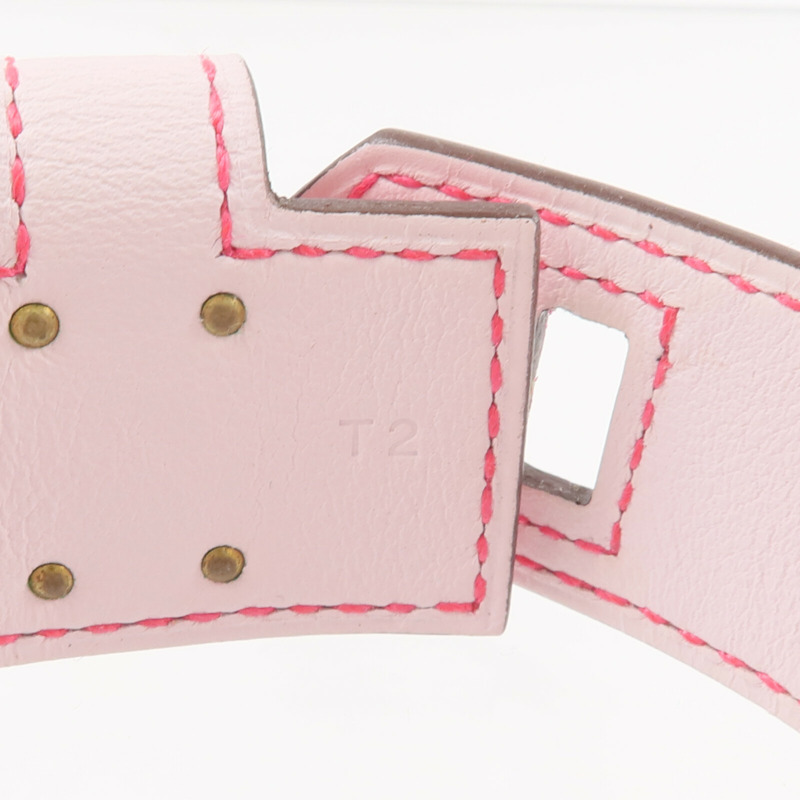 HERMES Chamkila/Swift皮革Bracelet Cuir Kelly Twist PM手帶Rose Pop/Mauve Pale-9