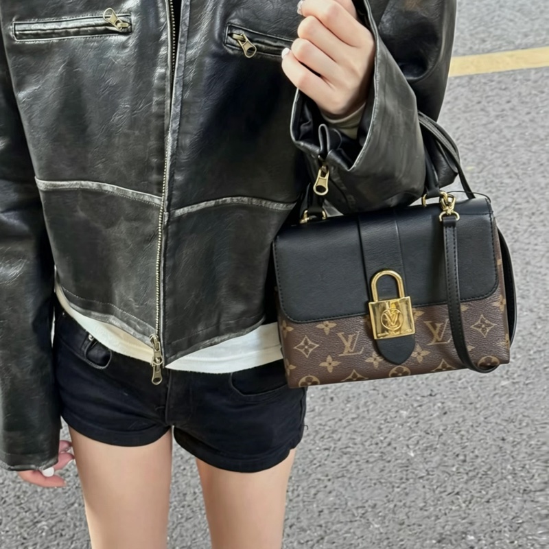 Louis Vuitton路易威登老花拼黑Locky bb經典鎖頭包🔐-9