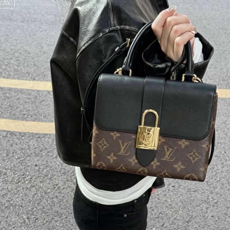 Louis Vuitton路易威登老花拼黑Locky bb經典鎖頭包🔐-19