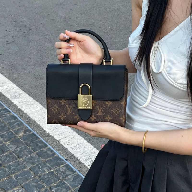 Louis Vuitton路易威登老花拼黑Locky bb經典鎖頭包🔐-21