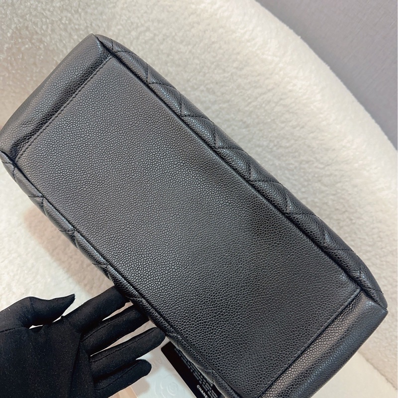 Chanel香奈兒GST黑銀荔枝牛皮tote單肩包  尺寸：34*23 很經典的款式 16開-5