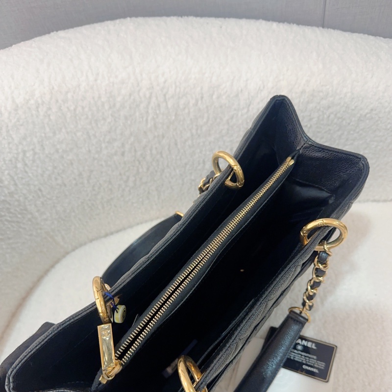 Chanel香奈兒GST黑銀荔枝牛皮tote單肩包  尺寸：34*23 很經典的款式 16開-6
