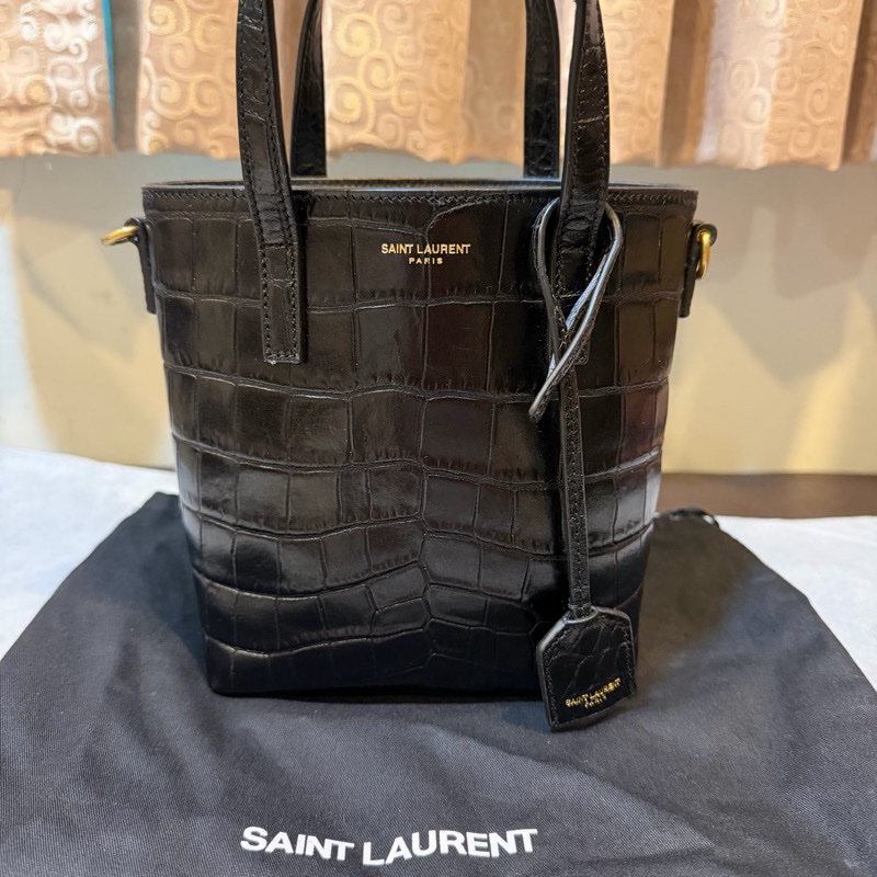 Ysl 九新鱷魚壓紋手提斜背包17/18/8-0