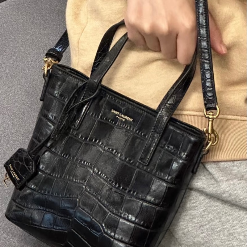 Ysl 九新鱷魚壓紋手提斜背包17/18/8-8