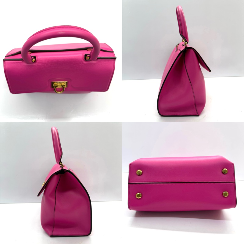 FERRAGAMO  粉色GANCINI手提斜背2WAY包-3