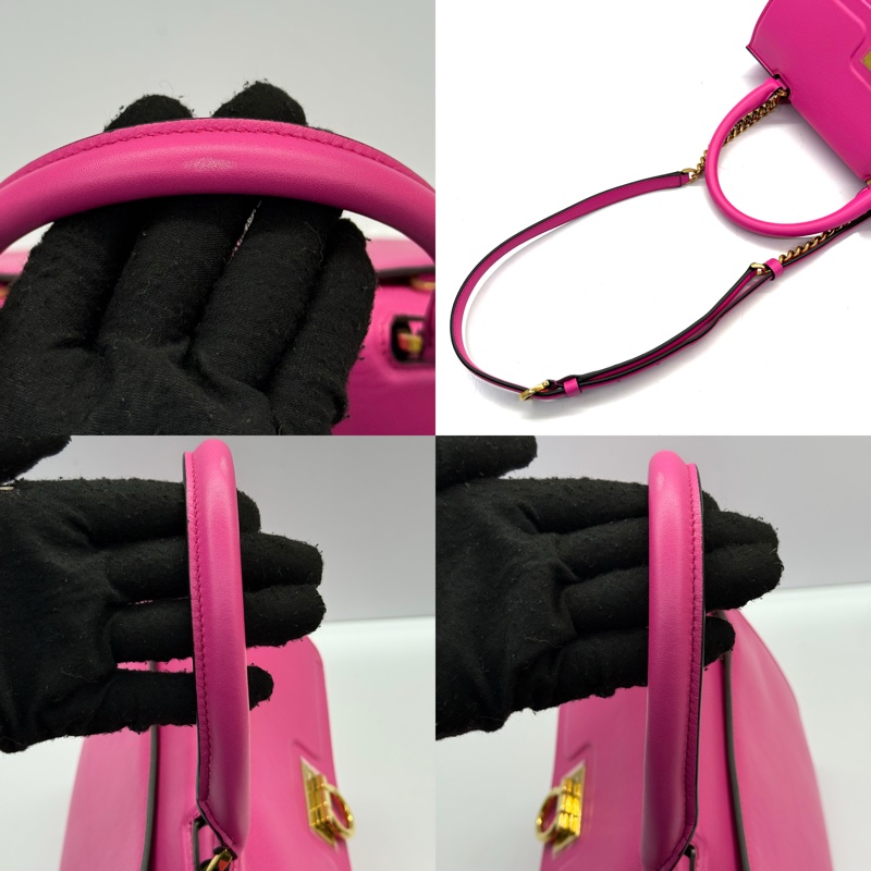 FERRAGAMO  粉色GANCINI手提斜背2WAY包-5