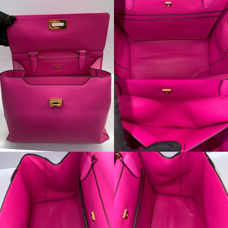 FERRAGAMO  粉色GANCINI手提斜背2WAY包-6
