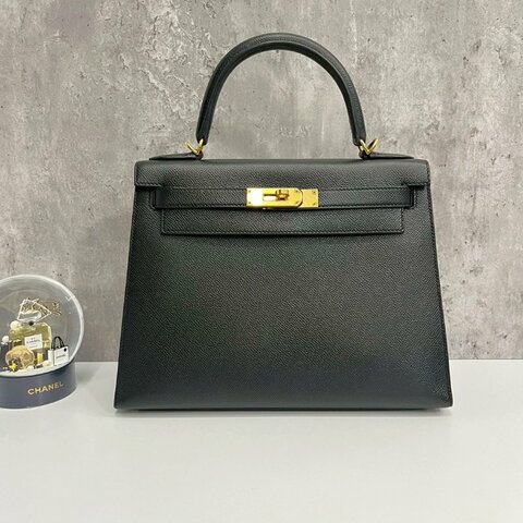 Hermes Kelly28 黑金 Epsom皮 99新