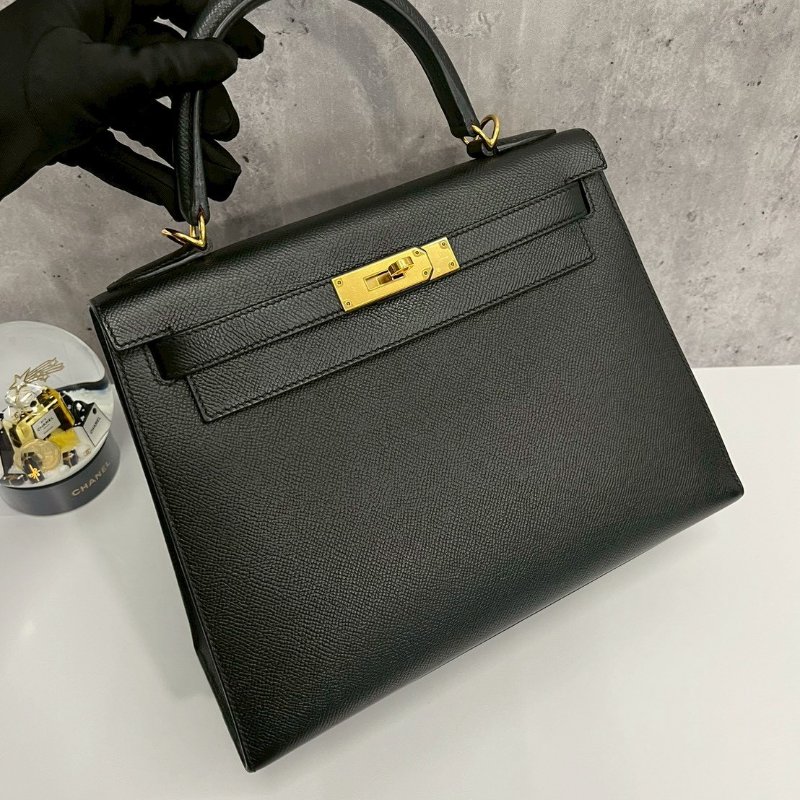 Hermes Kelly28 黑金 Epsom皮 99新-7