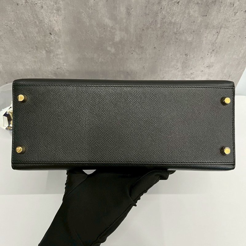 Hermes Kelly28 黑金 Epsom皮 99新-8