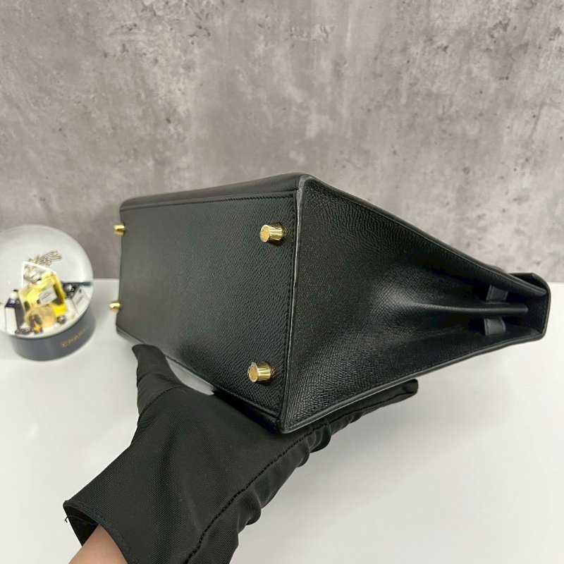 Hermes Kelly28 黑金 Epsom皮 99新-10