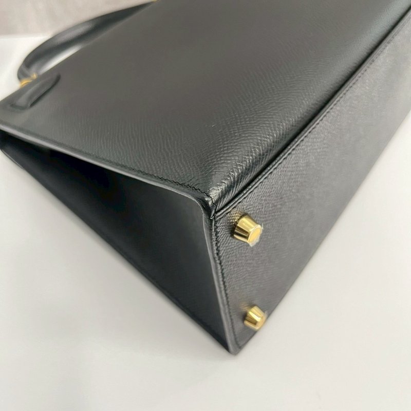 Hermes Kelly28 黑金 Epsom皮 99新-13