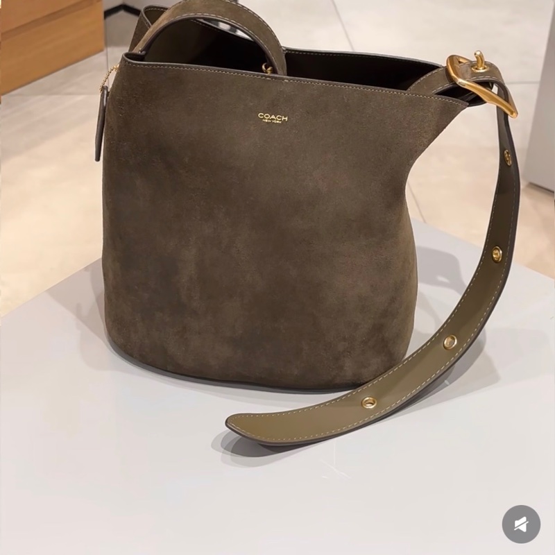 Coach Bleecker Large Leather Bucket Bag 麂皮綠大款水桶包-5