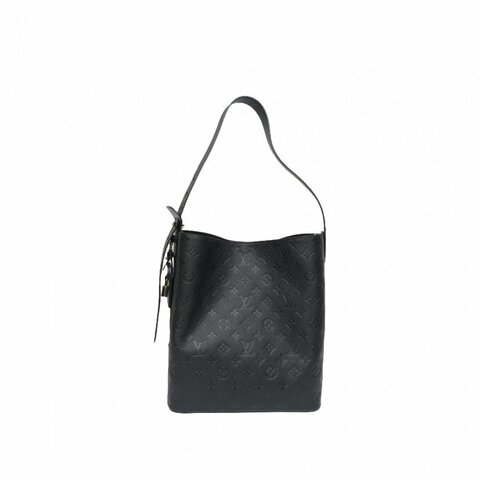 LOUIS VUITTON ALLIN大號手袋黑色牛皮金扣老花晶片肩背包