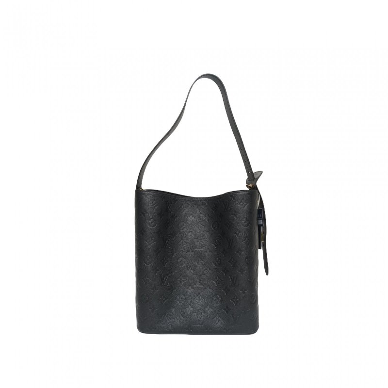 LOUIS VUITTON ALLIN大號手袋黑色牛皮金扣老花晶片肩背包-2