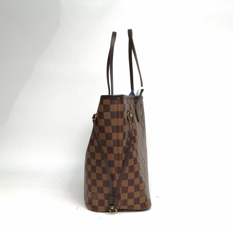 LOUIS VUITTON Neverfull中號31棕色棋盤格PVC金扣晶片肩背包-1
