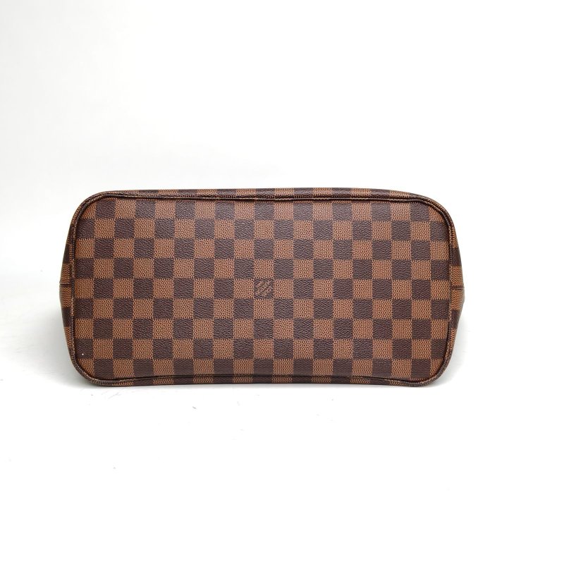 LOUIS VUITTON Neverfull中號31棕色棋盤格PVC金扣晶片肩背包-4