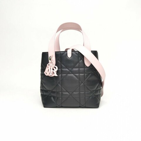 DIOR 拼色牛皮銀扣2025Toujours豎版肩背包