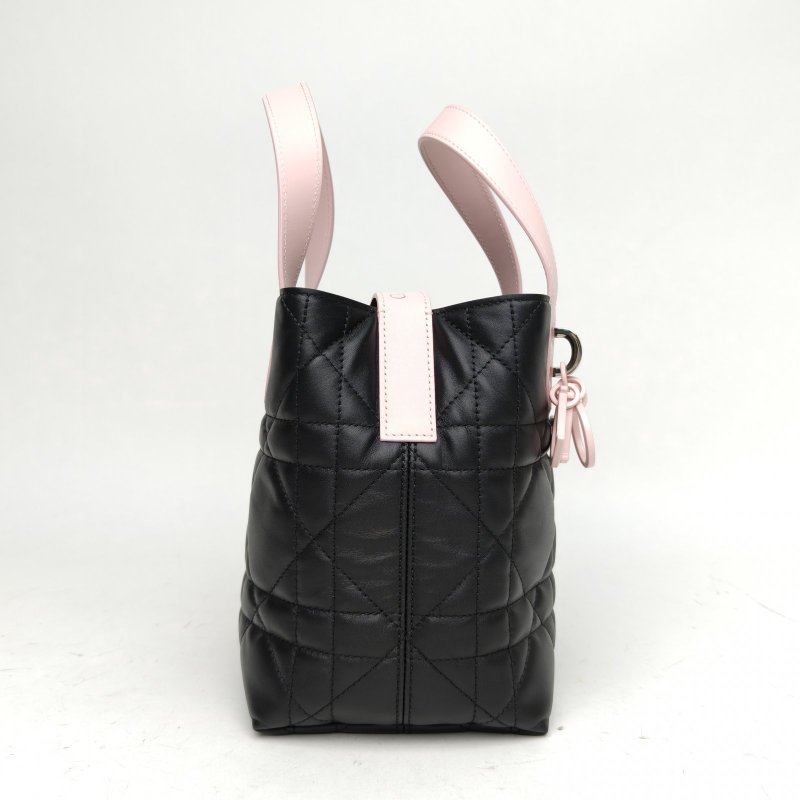 DIOR 拼色牛皮銀扣2025Toujours豎版肩背包-1