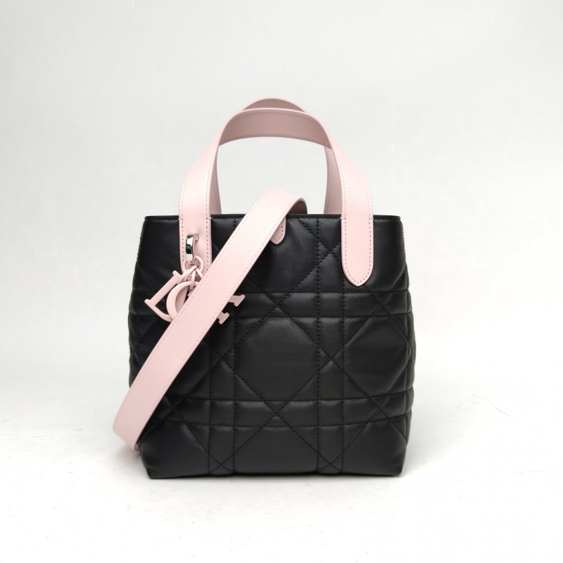 DIOR 拼色牛皮銀扣2025Toujours豎版肩背包-2