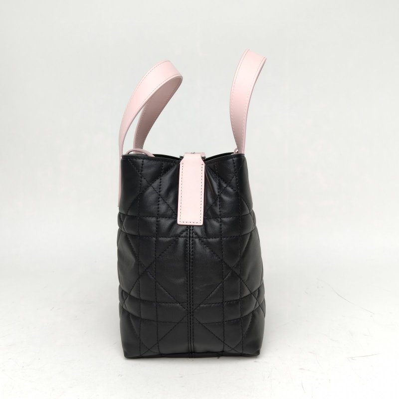DIOR 拼色牛皮銀扣2025Toujours豎版肩背包-3