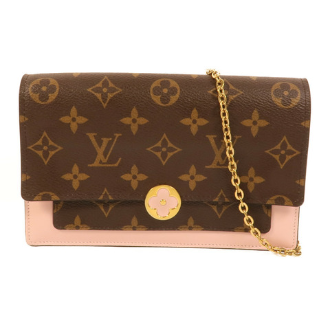 LOUIS VUITTON Monogram Flore Chain Wallet金扣鏈帶肩背袋