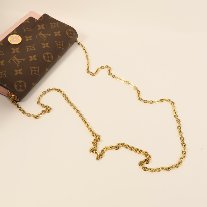 LOUIS VUITTON Monogram Flore Chain Wallet金扣鏈帶肩背袋-5