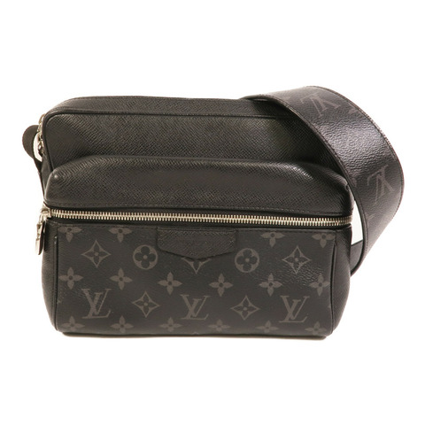 LOUIS VUITTON Monogram Eclipse/Taiga Outdoor Messenger銀扣肩背袋