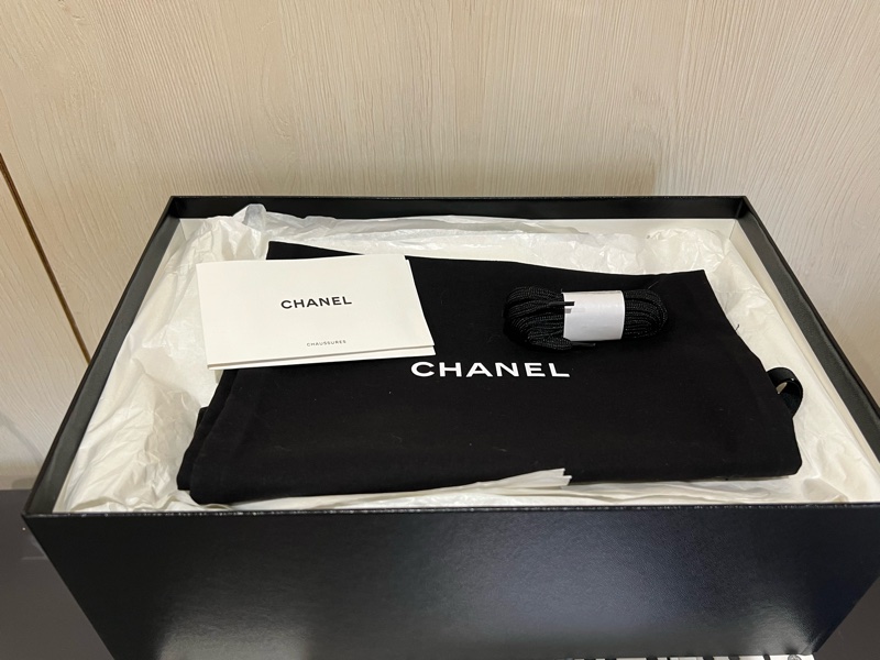 Chanel 粉色彩紋鞋帶休閒鞋 鞋底滿滿的立體小雙C （9.5新）-6