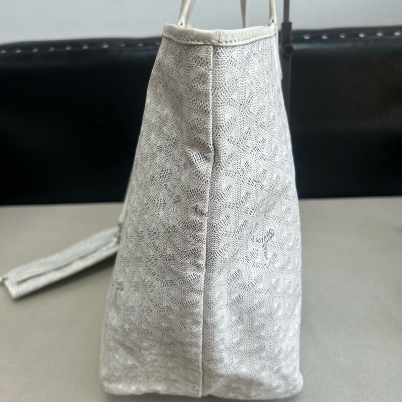 GOYARD/戈雅 Anjou白色Y字老花塗層帆布 子母包托特包購物袋 個性時尚 尺寸39*18*32cm-2