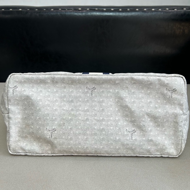 GOYARD/戈雅 Anjou白色Y字老花塗層帆布 子母包托特包購物袋 個性時尚 尺寸39*18*32cm-4