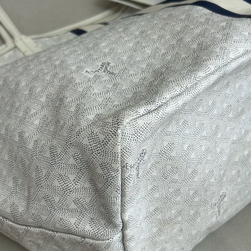 GOYARD/戈雅 Anjou白色Y字老花塗層帆布 子母包托特包購物袋 個性時尚 尺寸39*18*32cm-5