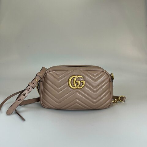GUCCI 447632 藕粉Marmont相機包 24CM