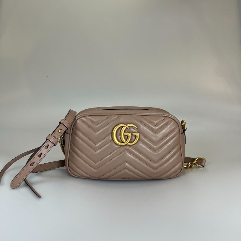 GUCCI 447632 藕粉Marmont相機包 24CM-0