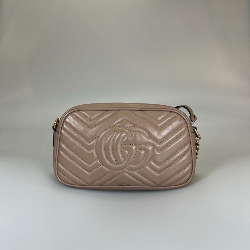 GUCCI 447632 藕粉Marmont相機包 24CM-1