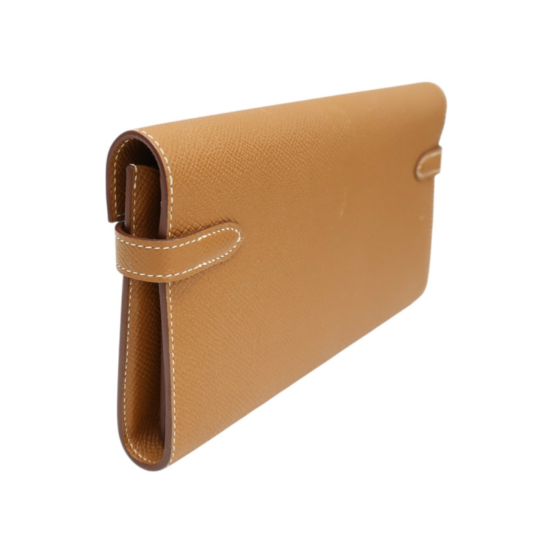 金棕色 Epsom牛皮 Kelly Long Wallet 兩折長夾 A刻 金扣【HERMES 愛馬仕】-1