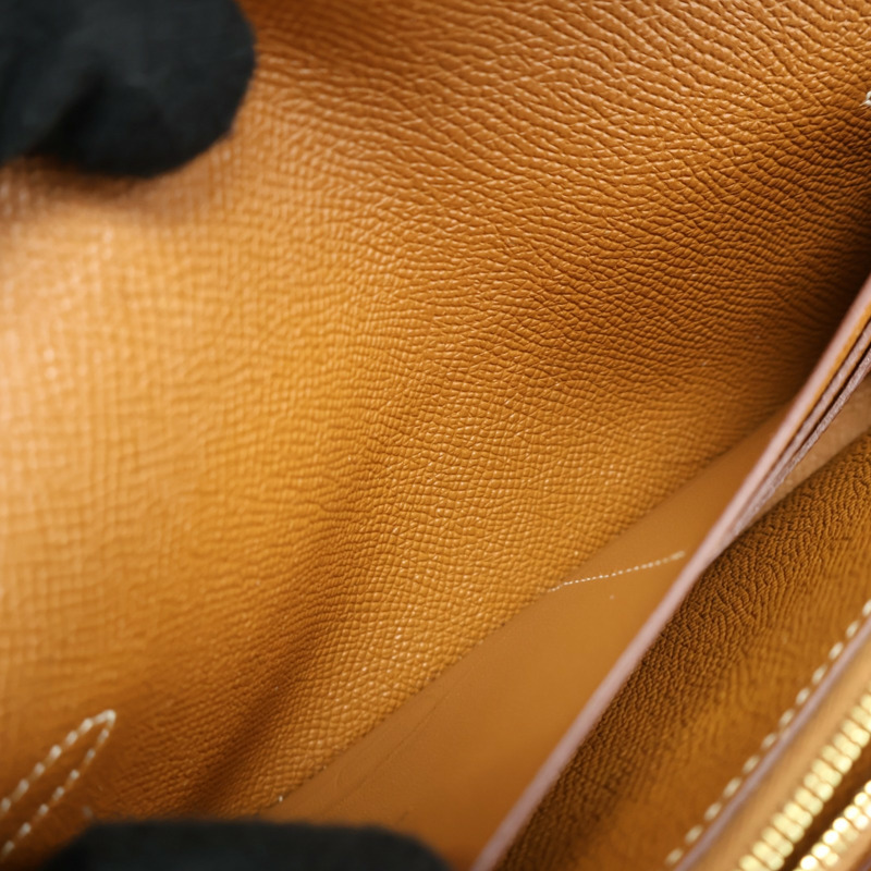 金棕色 Epsom牛皮 Kelly Long Wallet 兩折長夾 A刻 金扣【HERMES 愛馬仕】-4