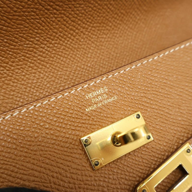 金棕色 Epsom牛皮 Kelly Long Wallet 兩折長夾 A刻 金扣【HERMES 愛馬仕】-6