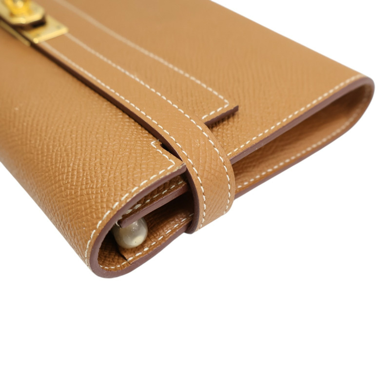 金棕色 Epsom牛皮 Kelly Long Wallet 兩折長夾 A刻 金扣【HERMES 愛馬仕】-9