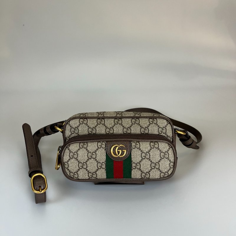 GUCCI 722557 老花雙拉鍊橫式相機腰包-0