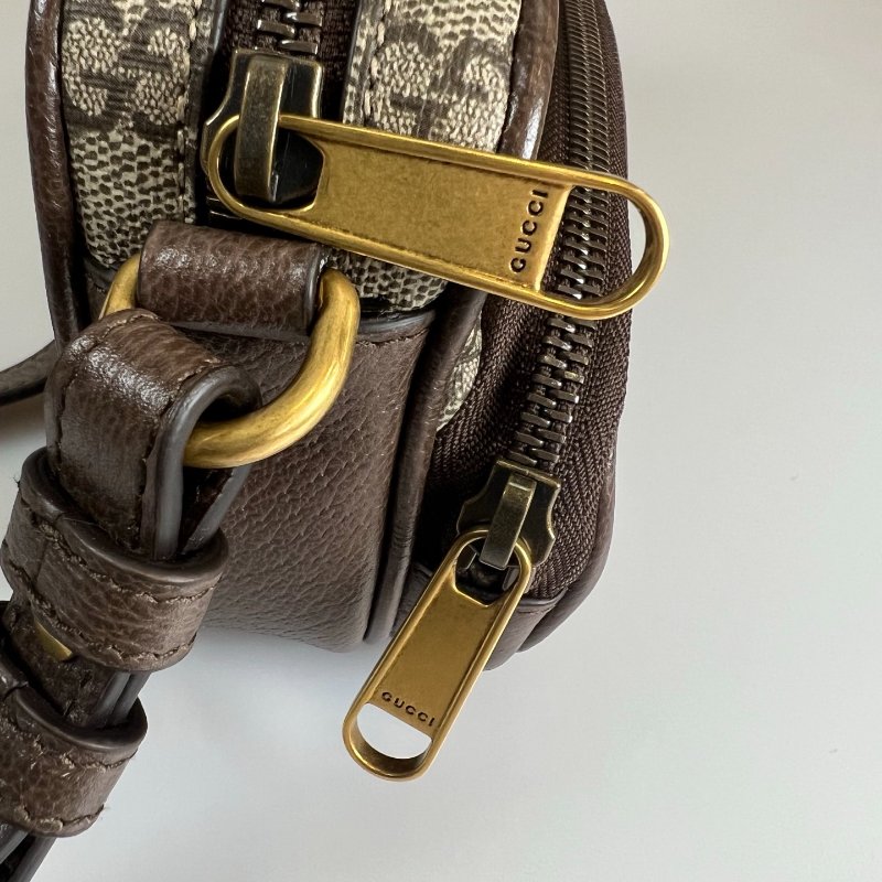 GUCCI 722557 老花雙拉鍊橫式相機腰包-7