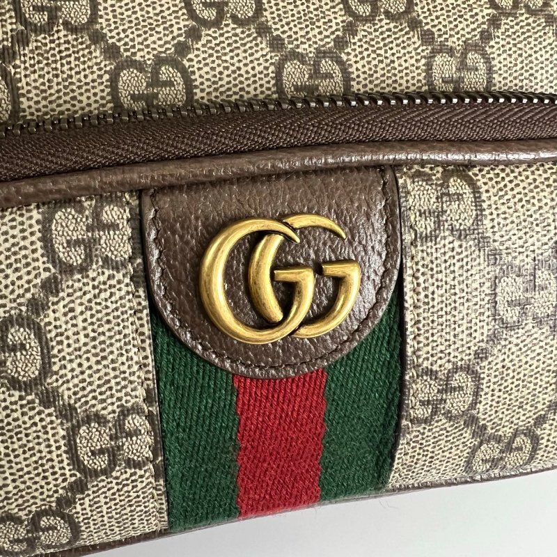 GUCCI 722557 老花雙拉鍊橫式相機腰包-10