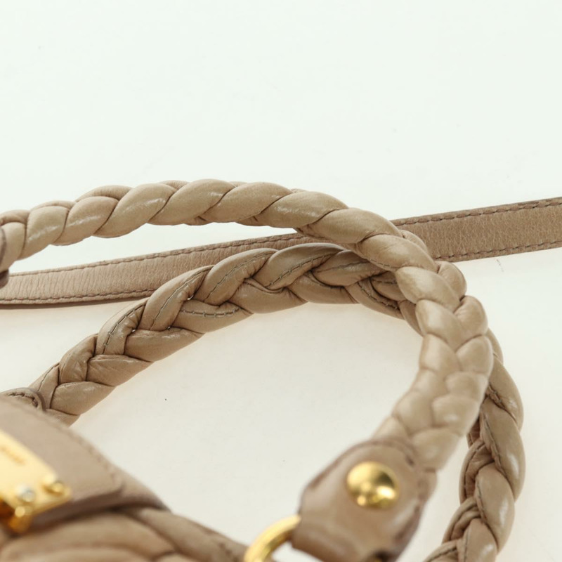【日本直送】Miu Miu Matelasse 手提包 皮革 2way 米色 金 正品 177667V-13