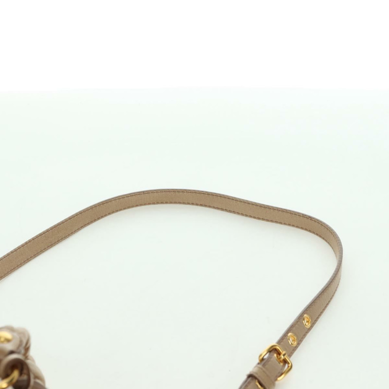 【日本直送】Miu Miu Matelasse 手提包 皮革 2way 米色 金 正品 177667V-15