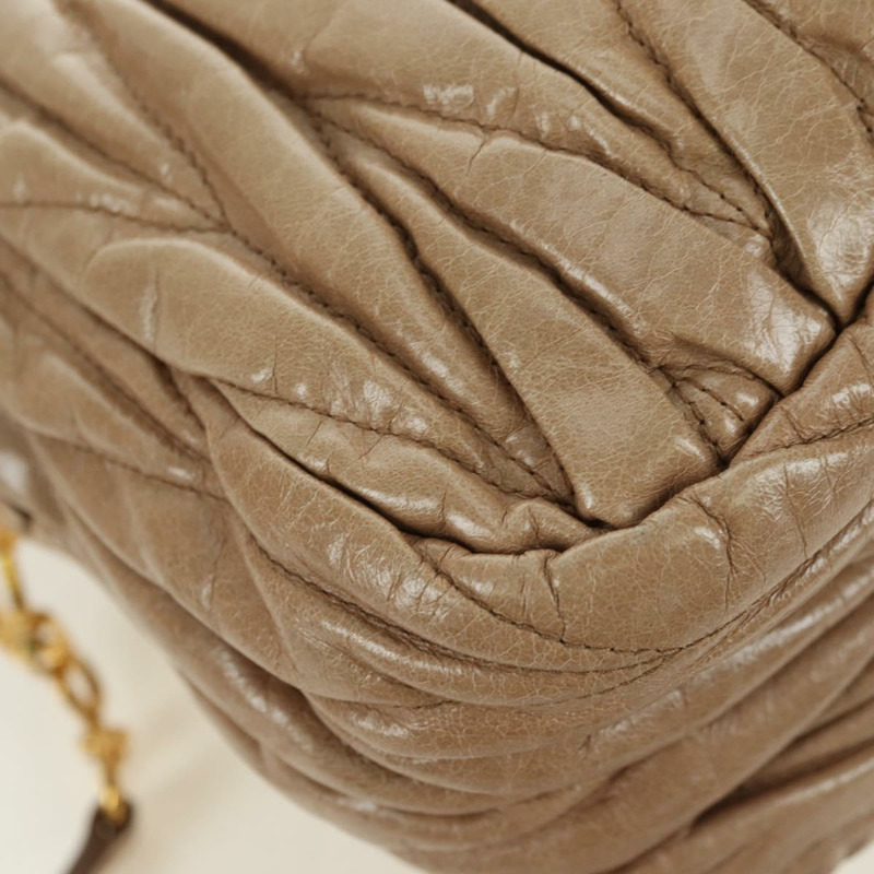 【日本直送】Miu Miu Matelasse 手提包 皮革 2way 米色 金 正品 177667V-18