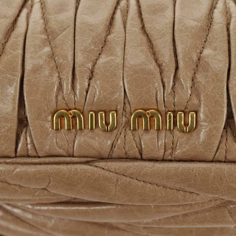 【日本直送】Miu Miu Matelasse 手提包 皮革 2way 米色 金 正品 177667V-20